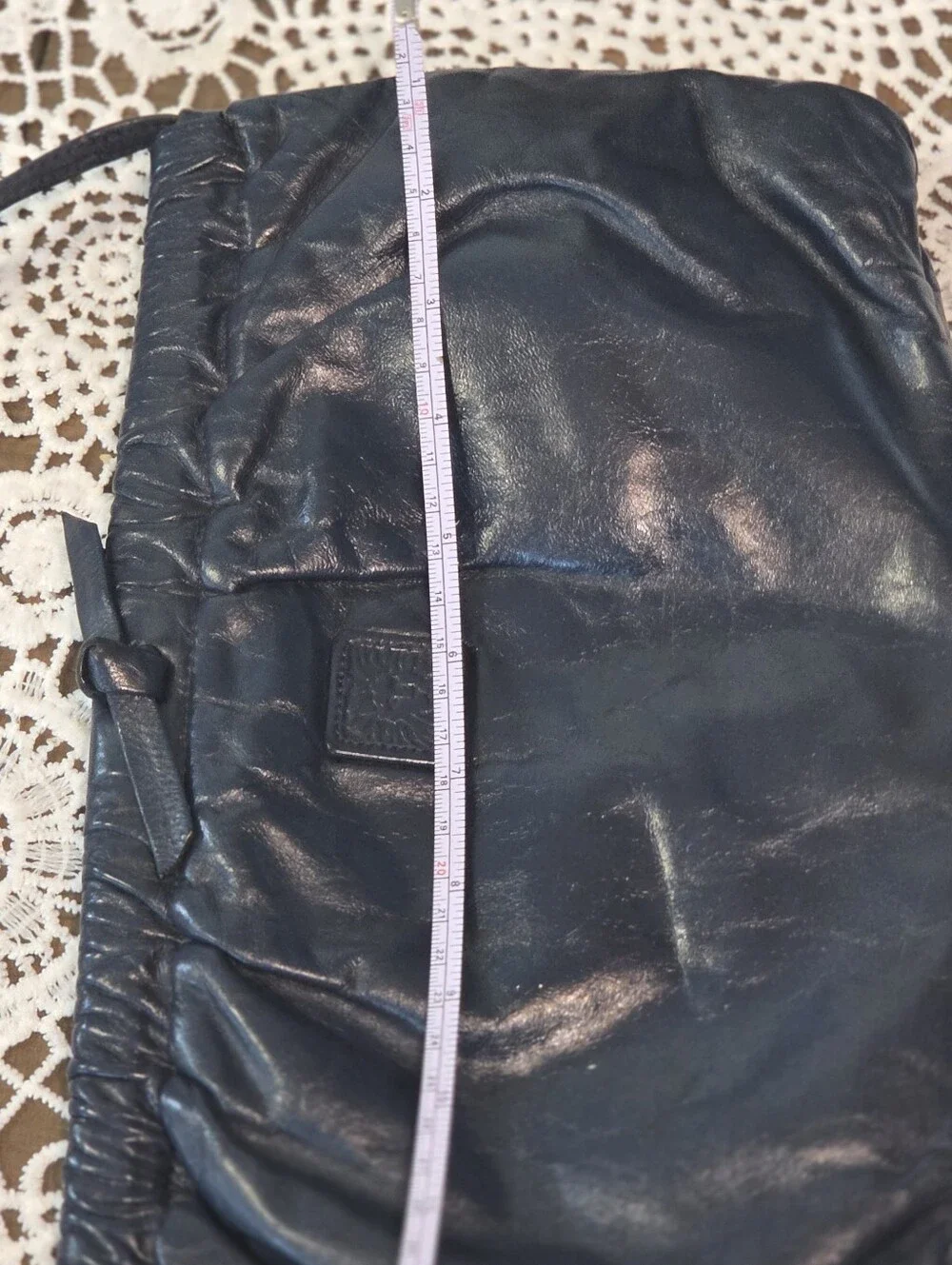 Vintage Anne Klein Navy Leather Clutch Or Shoulder Bag